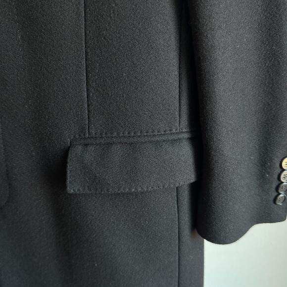 GIVENCHY Black Virgin Wool & Cashmere Men's Single Breasted Long Dress Coat - Picture 4 of 8